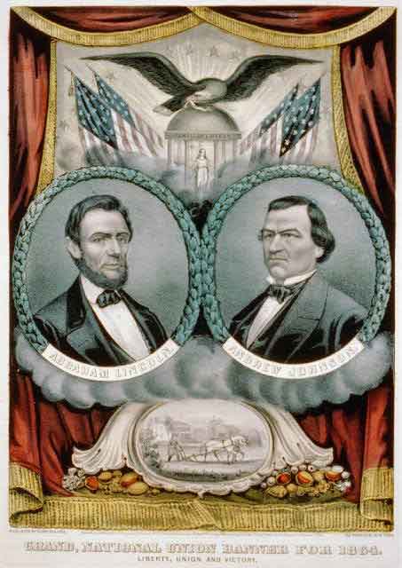Pray America Great Again Lincoln Johnson National Union Campaign Poster 1864