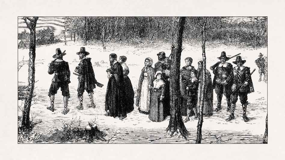 Pray America Great Again Pilgrim Fathers On Their Way To Church